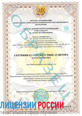 Образец сертификата соответствия аудитора №ST.RU.EXP.00014300-1 Вольск Сертификат OHSAS 18001